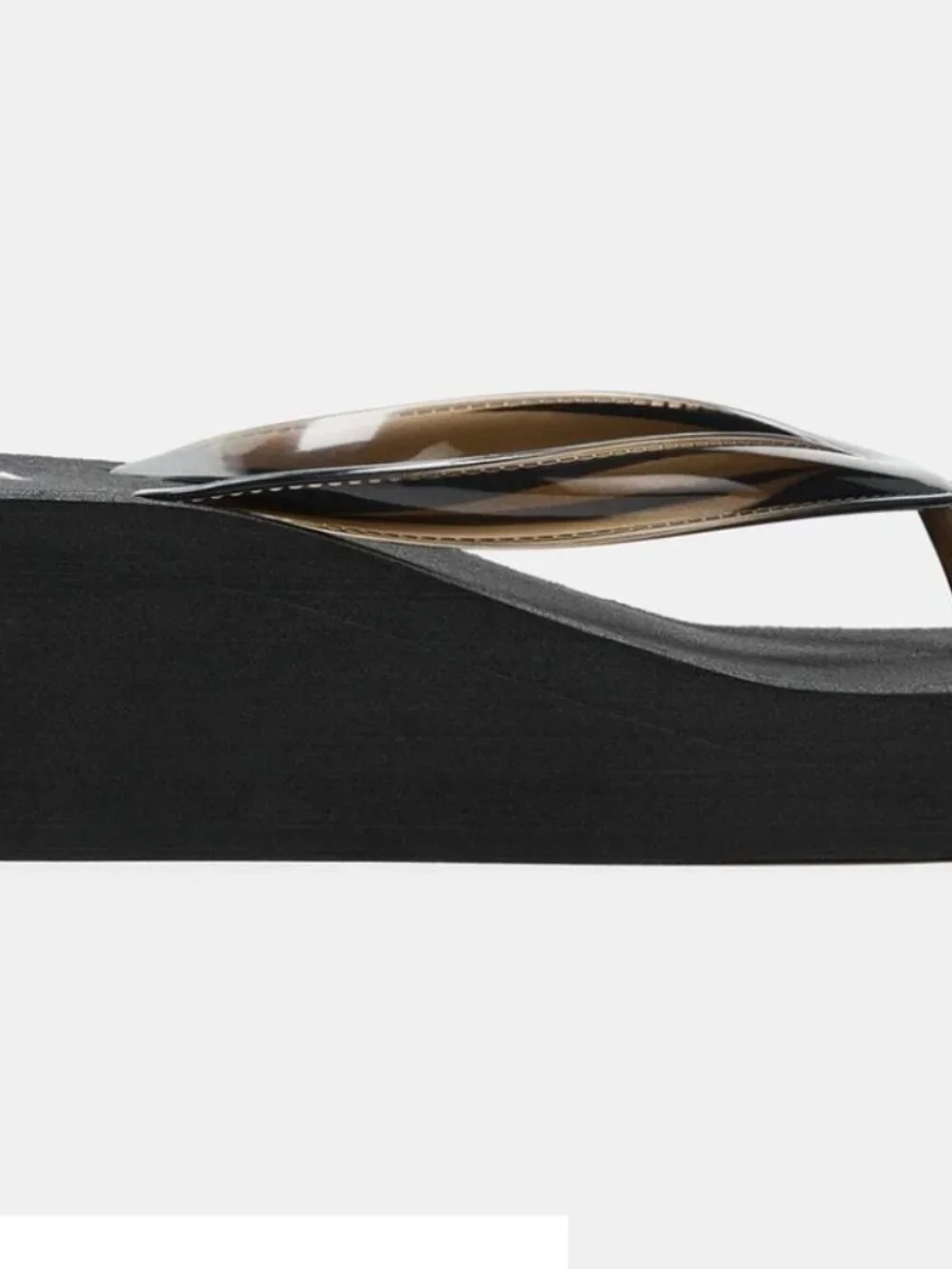 ZARA Platform Sandals Flip Flop Wedge Black 37 - Picture 3 of 11